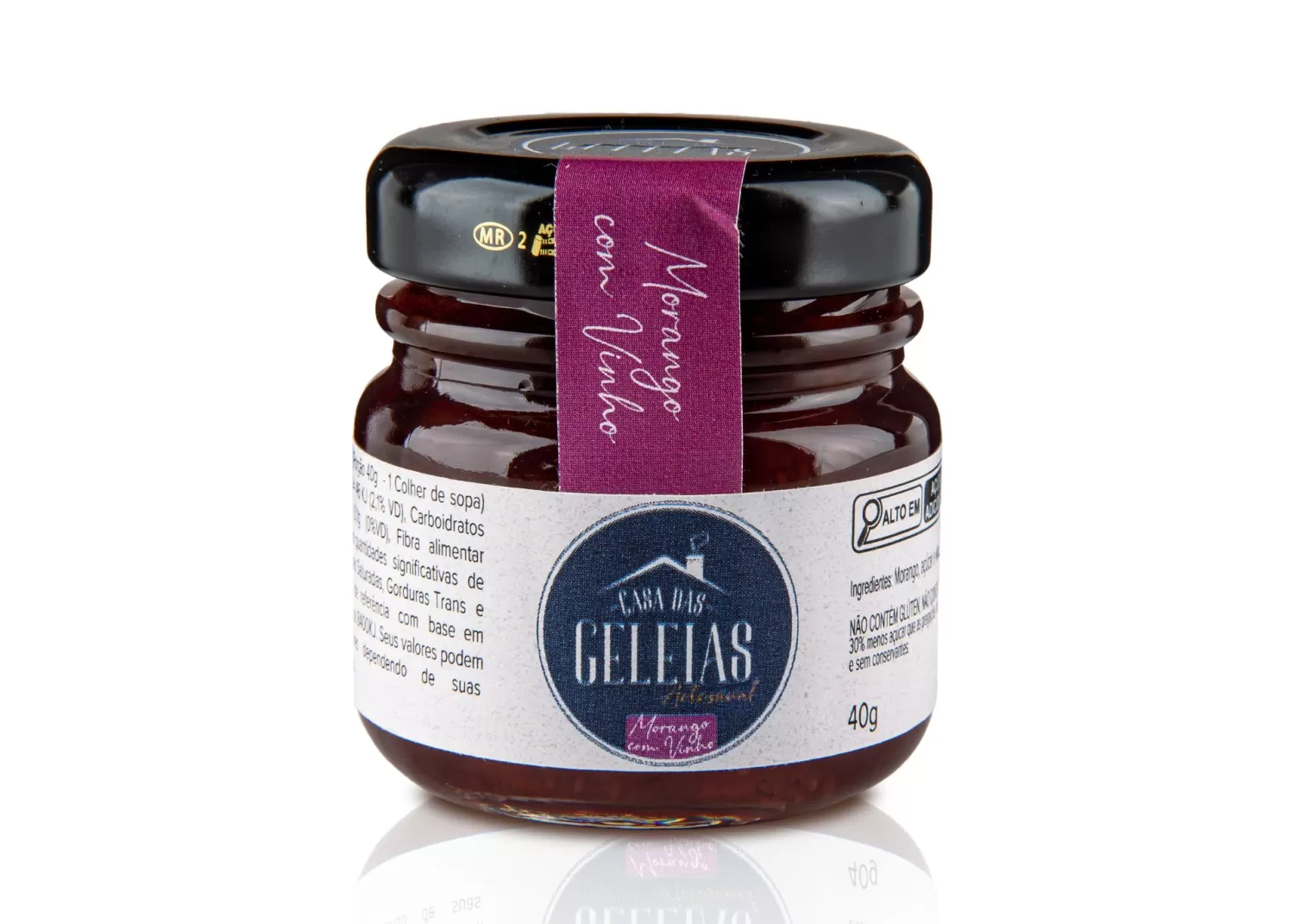Mini Geleia de Morango com Vinho 40g - Casa das Geleias
